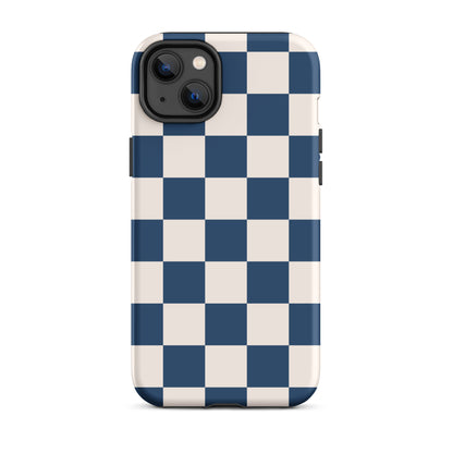 Navy & Beige Checkered iPhone Case