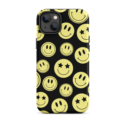 Black Smiley Faces iPhone Case