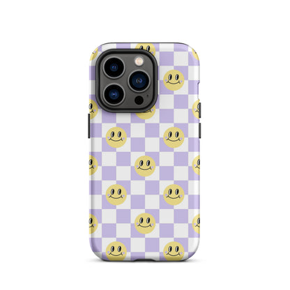 Checkered Smiley Faces iPhone Case Matte iPhone 14 Pro