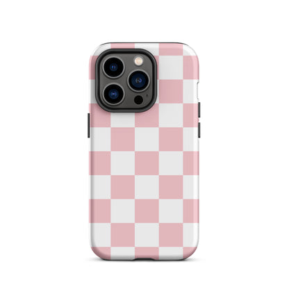 Pastel Pink Checkered iPhone Case iPhone 14 Pro Matte
