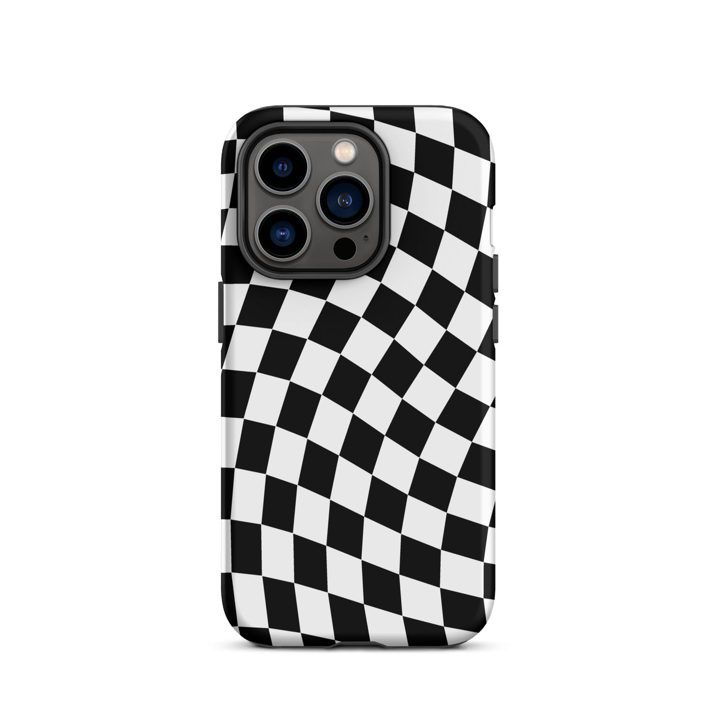 Black Wavy Checkered iPhone Case iPhone 14 Pro Matte