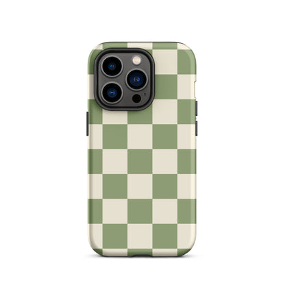 Green & Beige Checkered iPhone Case