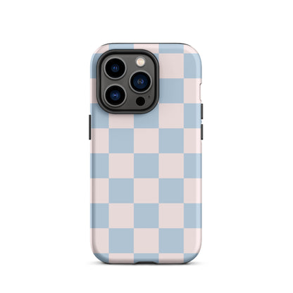 Light Pink & Blue Checkered iPhone Case