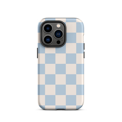 Light Blue & Beige Checkered iPhone Case