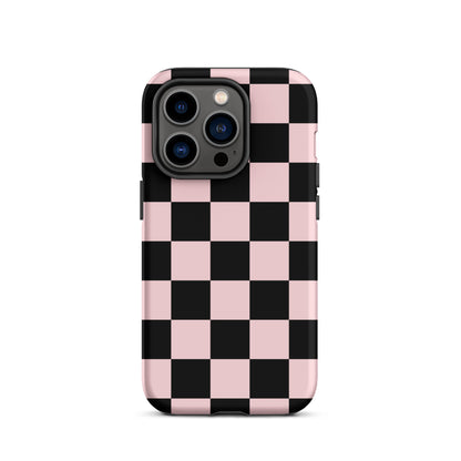 Pink & Black Checkered iPhone Case