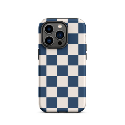 Navy & Beige Checkered iPhone Case