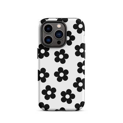 White Retro Flowers iPhone Case