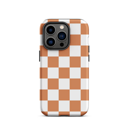 Dark Orange & White Checkered iPhone Case