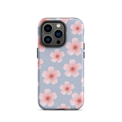 Blue Cherry Blossoms iPhone Case