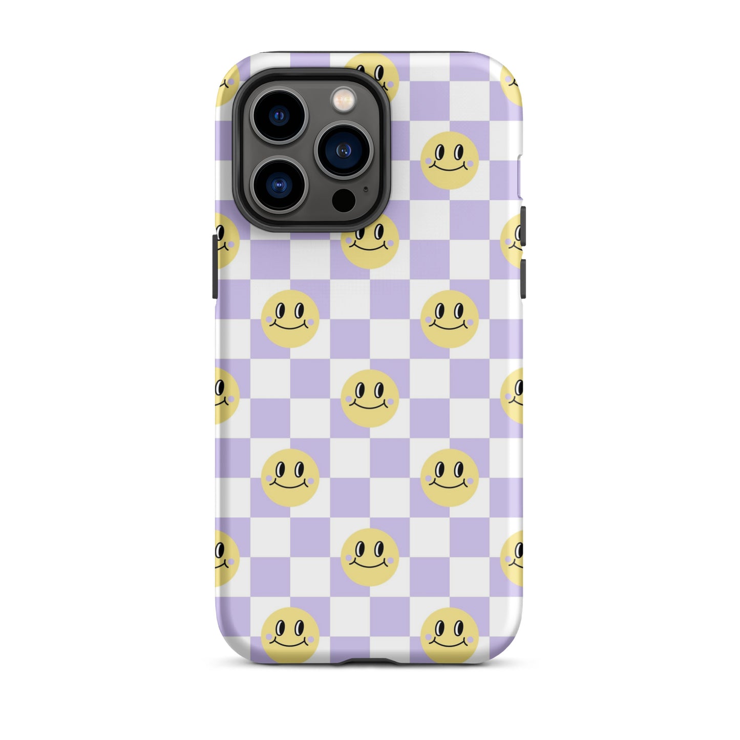 Checkered Smiley Faces iPhone Case Matte iPhone 14 Pro Max