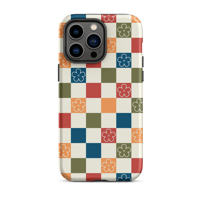 Vintage Flowers Checkered iPhone Case iPhone 14 Pro Max Matte