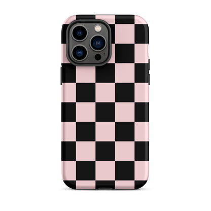 Pink & Black Checkered iPhone Case