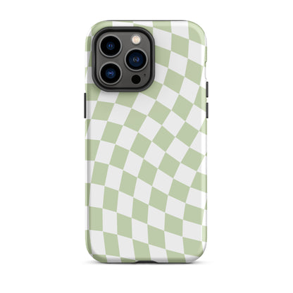 Light Green Wavy Checkered iPhone Case