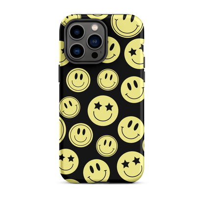 Black Smiley Faces iPhone Case