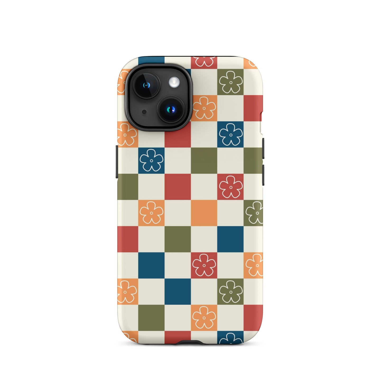 Vintage Flowers Checkered iPhone Case iPhone 15 Matte