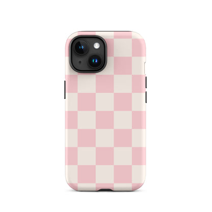 Light Pink & Beige Checkered iPhone Case