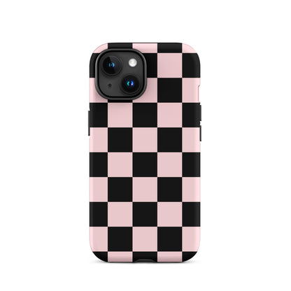 Pink & Black Checkered iPhone Case