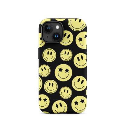 Black Smiley Faces iPhone Case