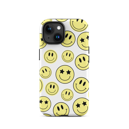 White Smiley Faces iPhone Case