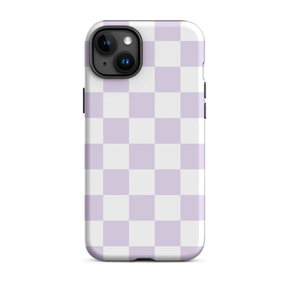 Pastel Purple Checkered iPhone Case iPhone 15 Plus Matte