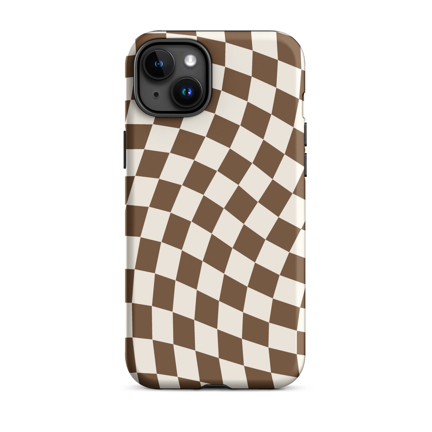 Brown Wavy Checkered iPhone Case iPhone 15 Plus Matte