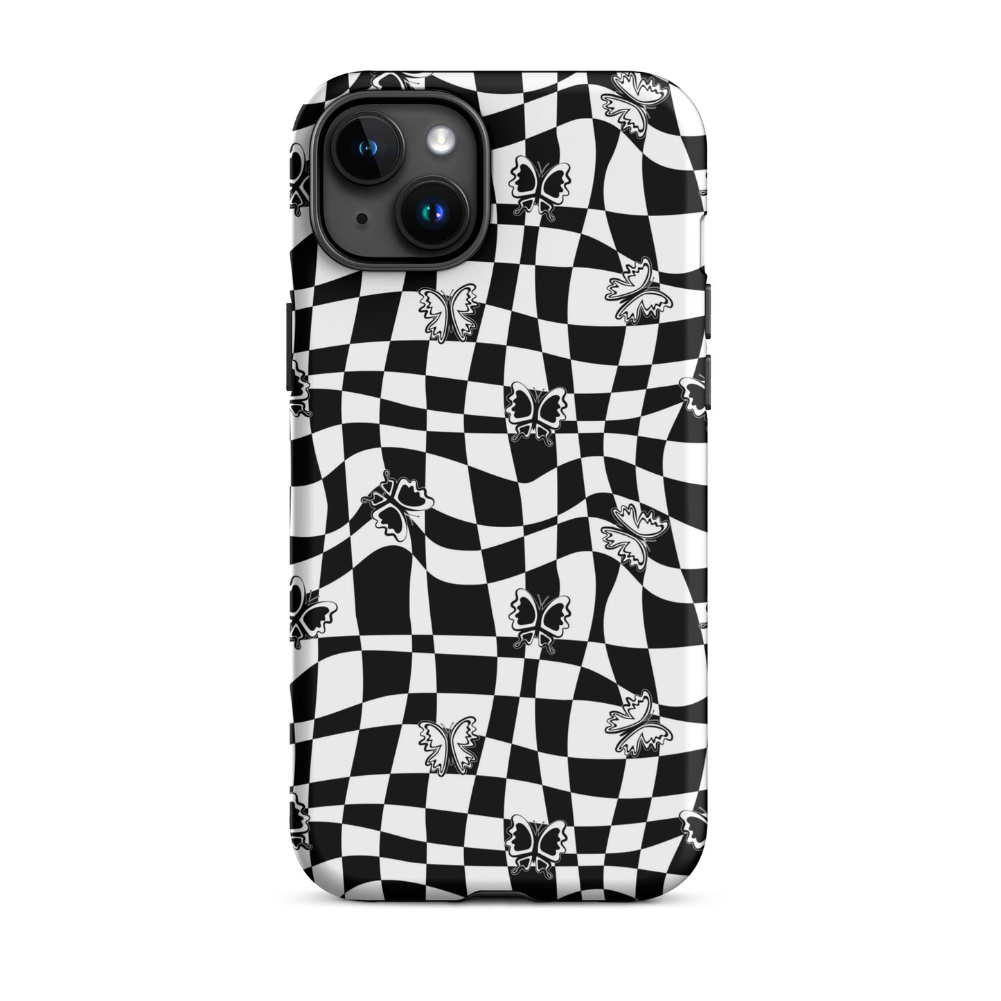 Butterfly Wavy Checkered iPhone Case iPhone 15 Plus Matte