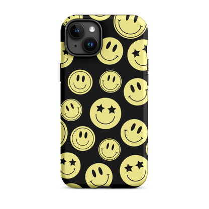 Black Smiley Faces iPhone Case