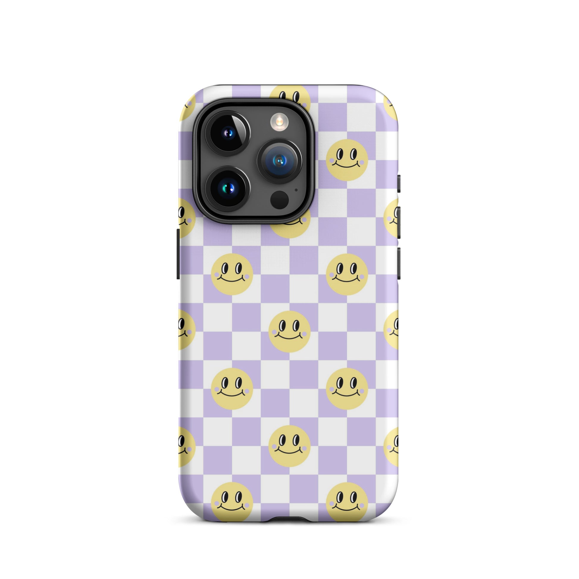 Checkered Smiley Faces iPhone Case Matte iPhone 15 Pro