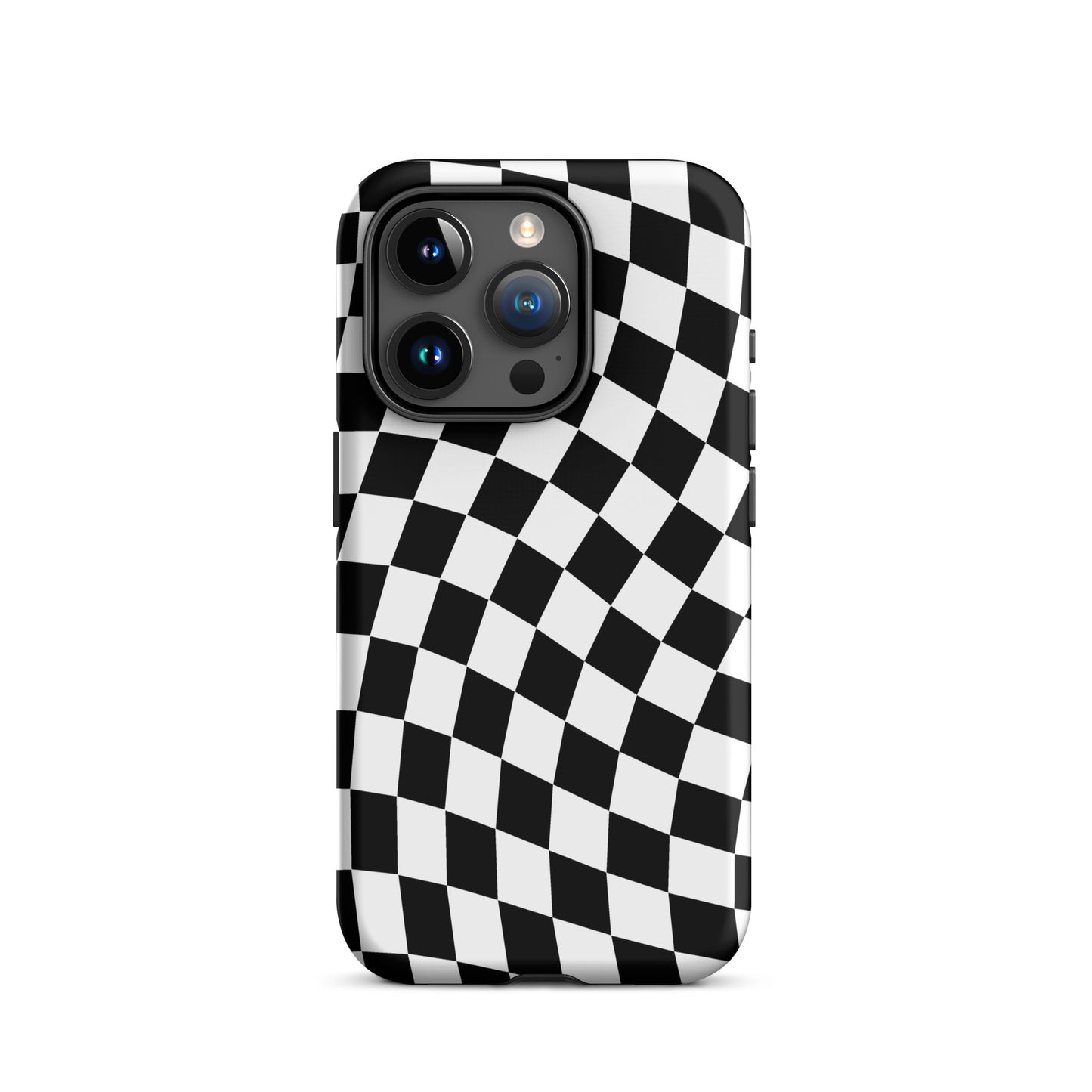 Black Wavy Checkered iPhone Case iPhone 15 Pro Matte