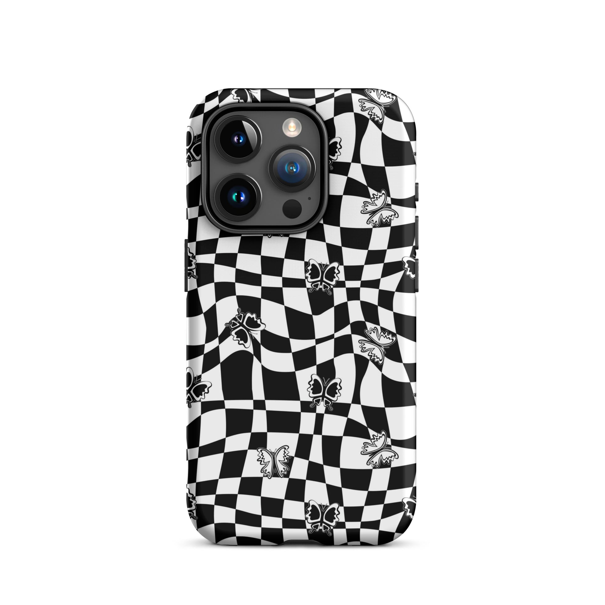 Butterfly Wavy Checkered iPhone Case iPhone 15 Pro Matte
