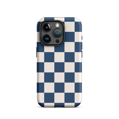 Navy & Beige Checkered iPhone Case