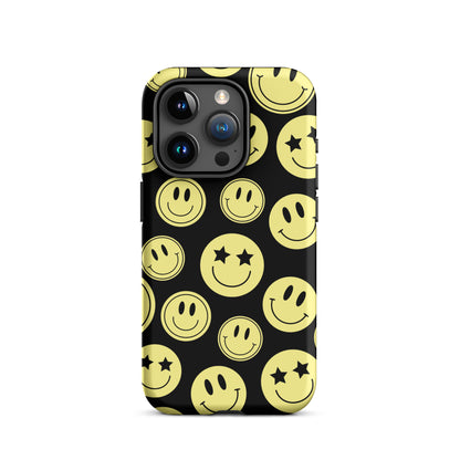 Black Smiley Faces iPhone Case