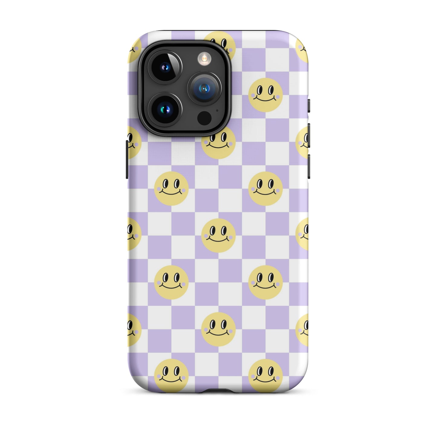 Checkered Smiley Faces iPhone Case Matte iPhone 15 Pro Max