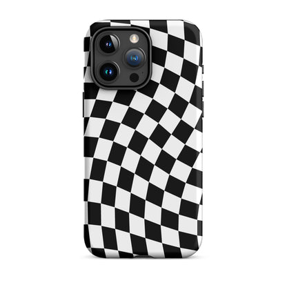 Black Wavy Checkered iPhone Case iPhone 15 Pro Max Matte