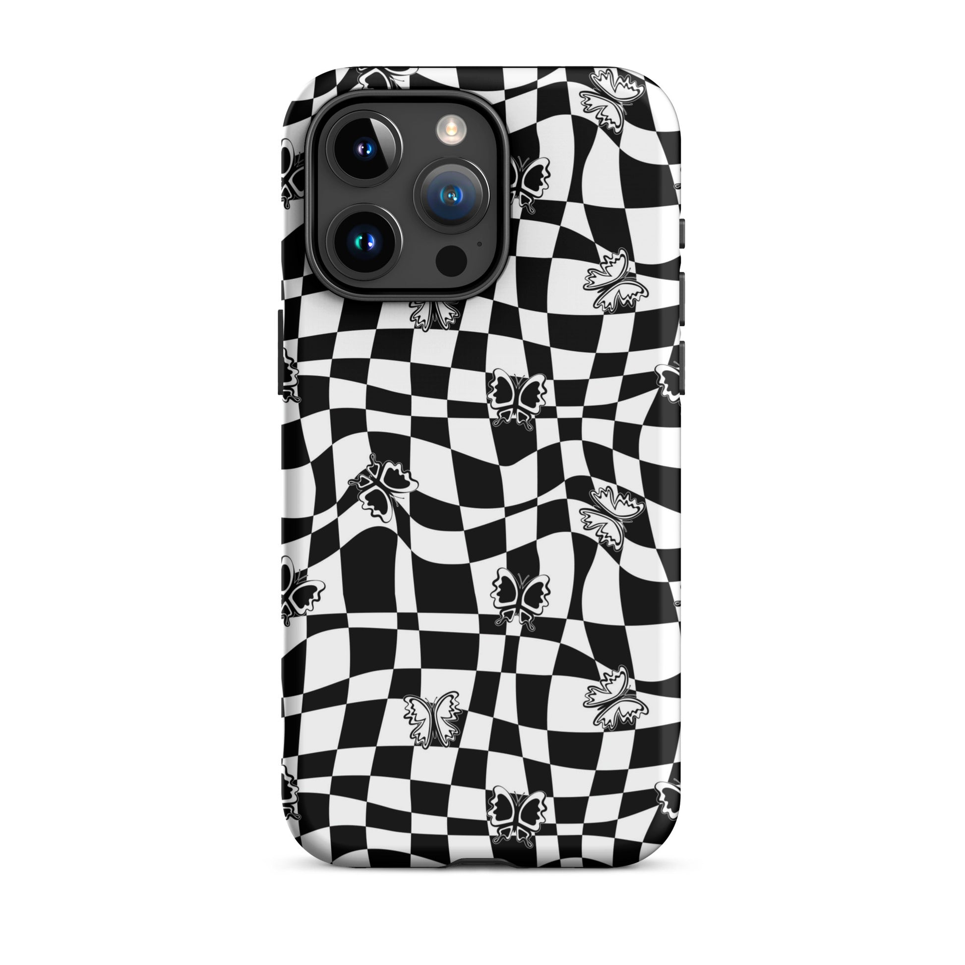 Butterfly Wavy Checkered iPhone Case iPhone 15 Pro Max Matte