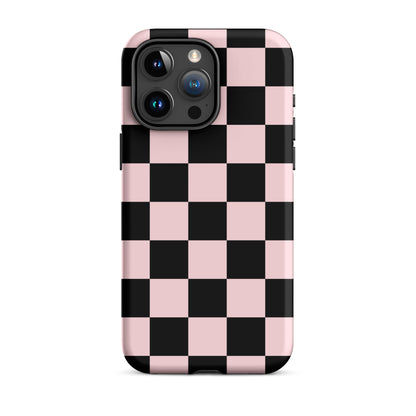 Pink & Black Checkered iPhone Case