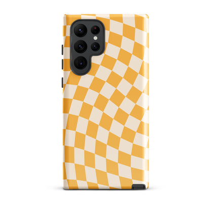 Yellow Wavy Checkered Samsung Case