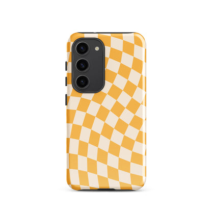 Yellow Wavy Checkered Samsung Case