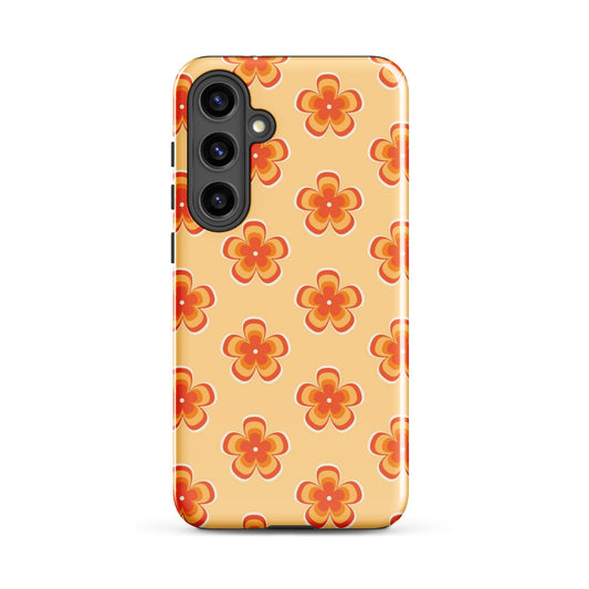 Orange Retro Flowers Samsung Case