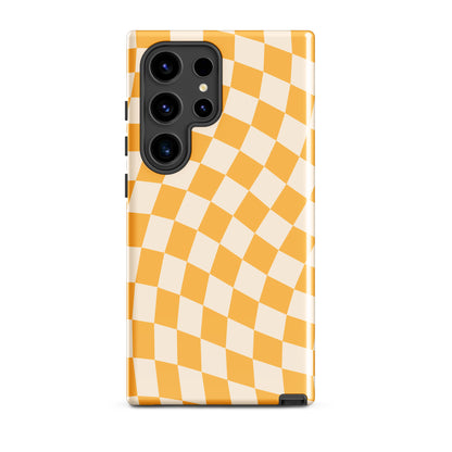 Yellow Wavy Checkered Samsung Case