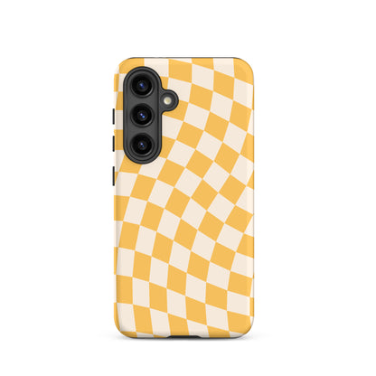 Yellow Wavy Checkered Samsung Case